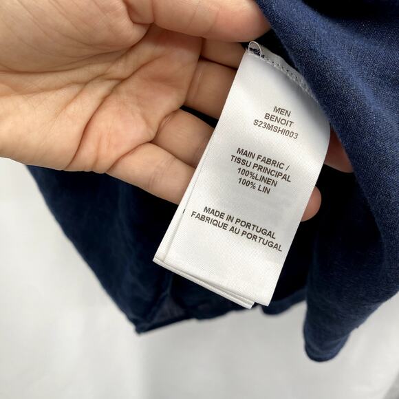 Officine general M Navy Blue Linen Button Down - Picture 5 of 6